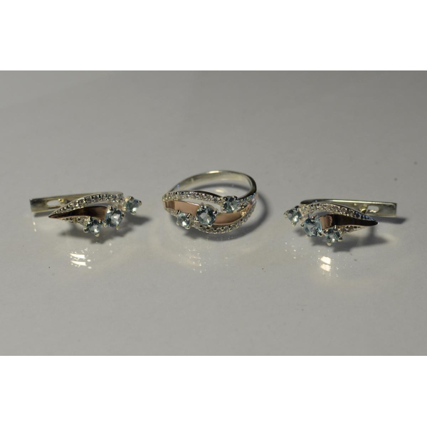 Гарнітур із срібла з золотом (080)