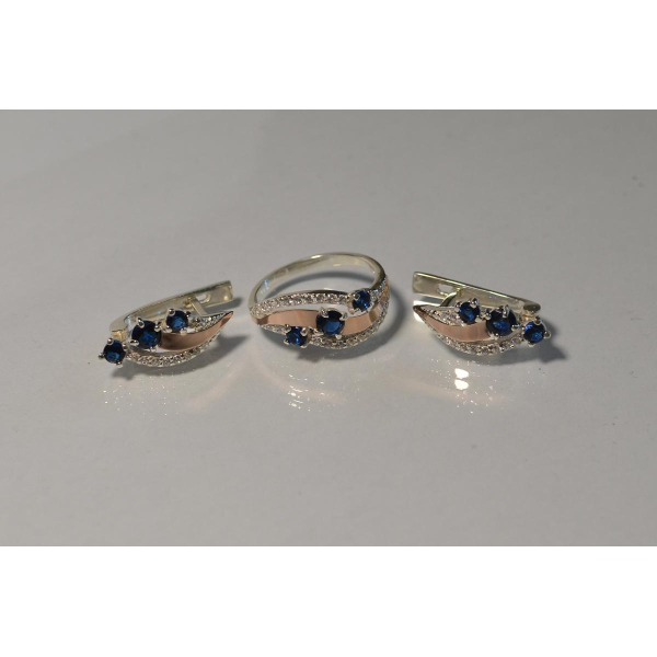 Гарнітур із срібла з золотом (080)