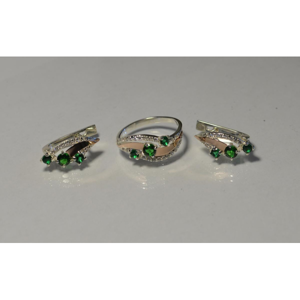 Гарнітур із срібла з золотом (080)