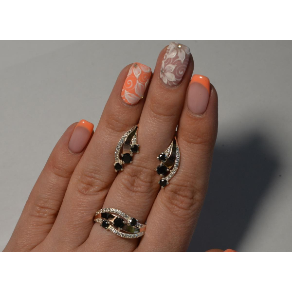 Гарнітур із срібла з золотом (080)