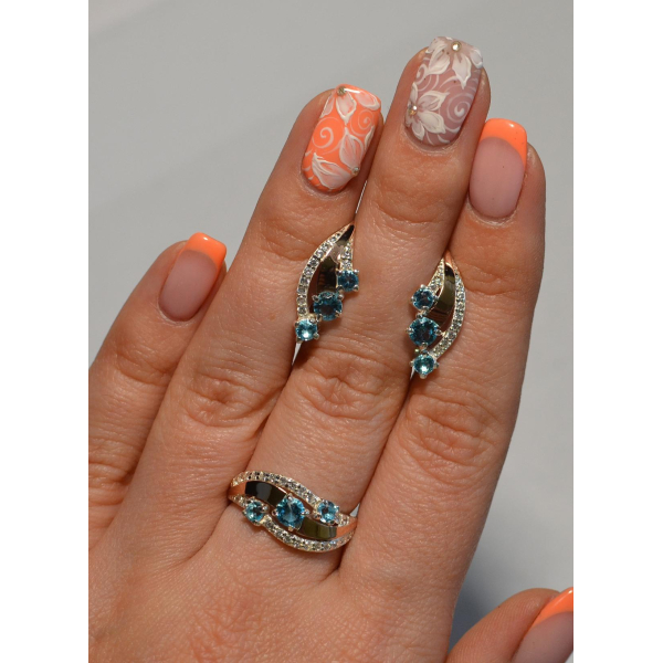 Гарнітур із срібла з золотом (080)