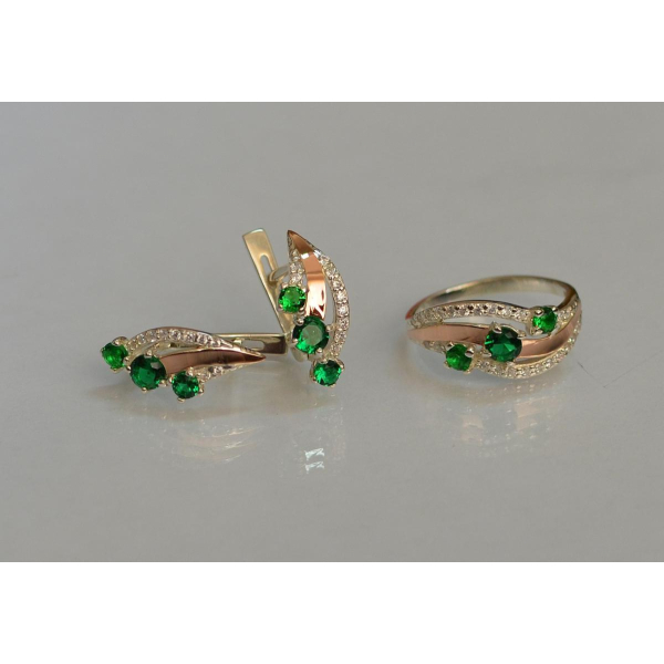 Гарнітур із срібла з золотом (080)