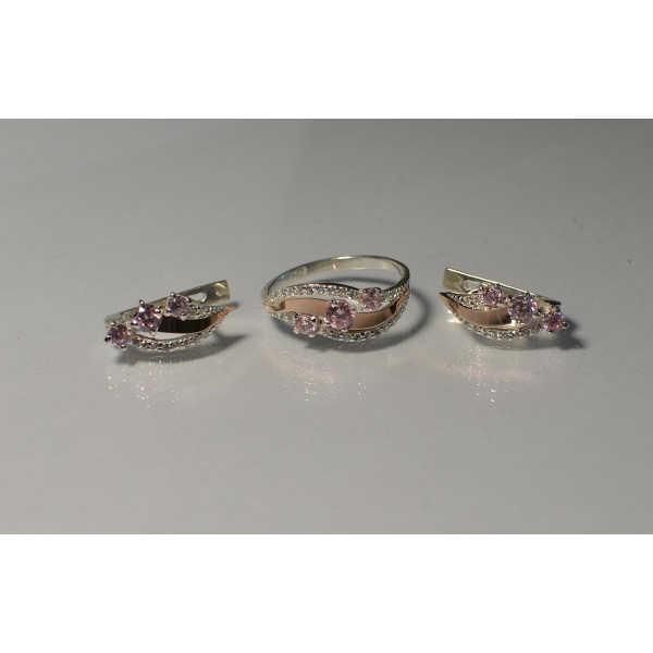 Гарнітур із срібла з золотом (080)