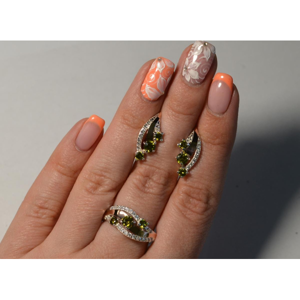 Гарнітур із срібла з золотом (080)