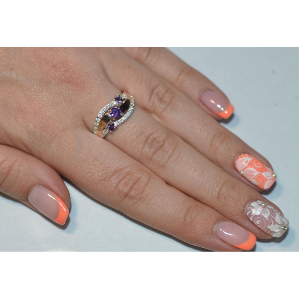 Кольцо из серебра с золотом (080к)