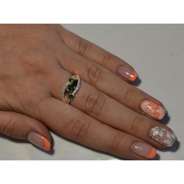 Кольцо из серебра с золотом (080к)