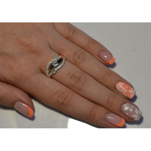 Кольцо из серебра с золотом (080к)