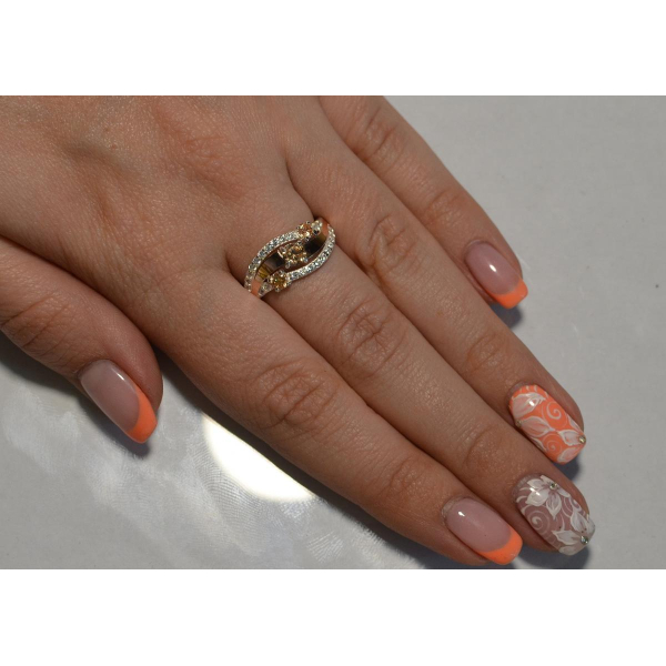 Кольцо из серебра с золотом (080к)