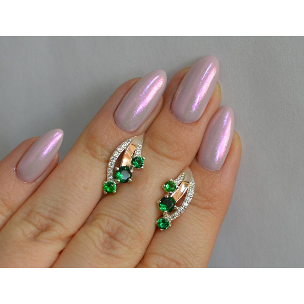 Серьги из серебра с золотом (080с)