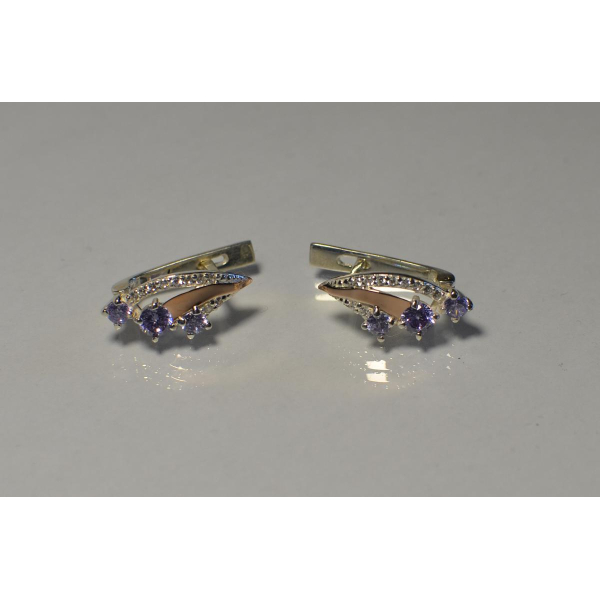 Серьги из серебра с золотом (080с)