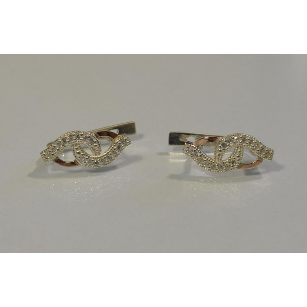 Серебряные серьги с золотыми напайками и фианитами (081с)