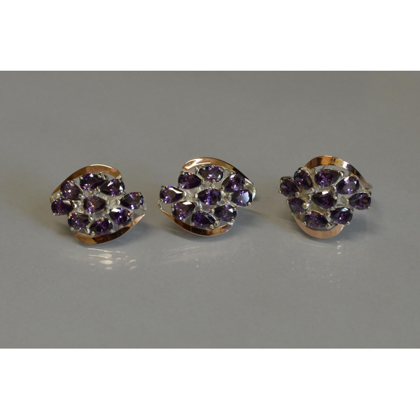 Набор серебряный с золотыми вставками (082)