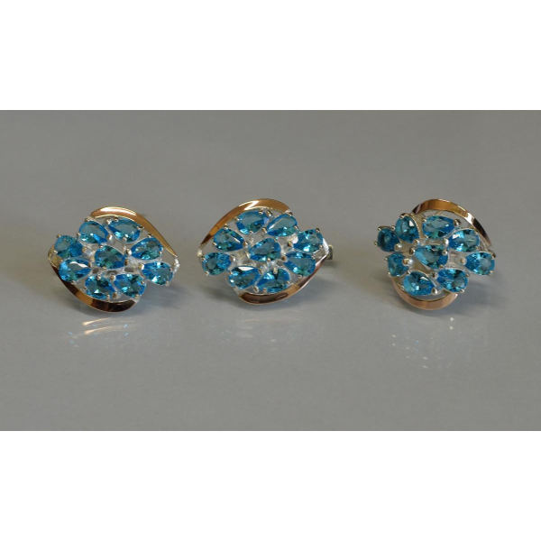 Набор серебряный с золотыми вставками (082)