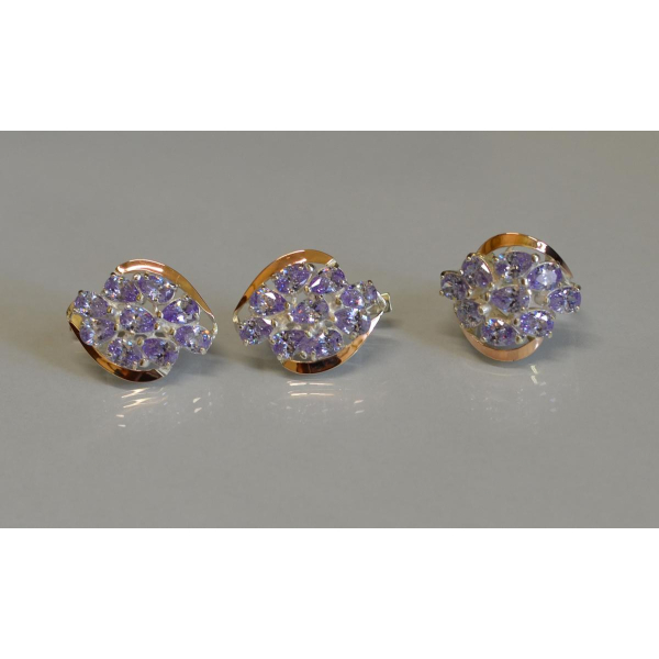 Набор серебряный с золотыми вставками (082)