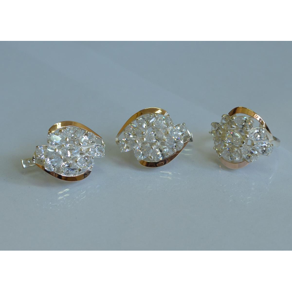 Набор серебряный с золотыми вставками (082)