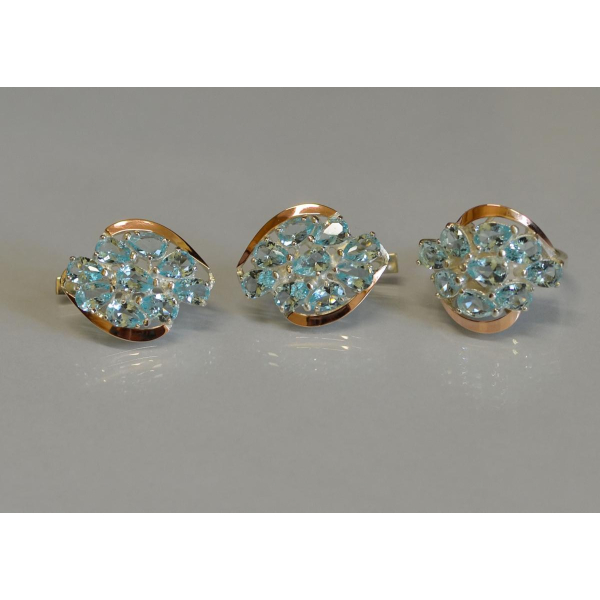 Набор серебряный с золотыми вставками (082)