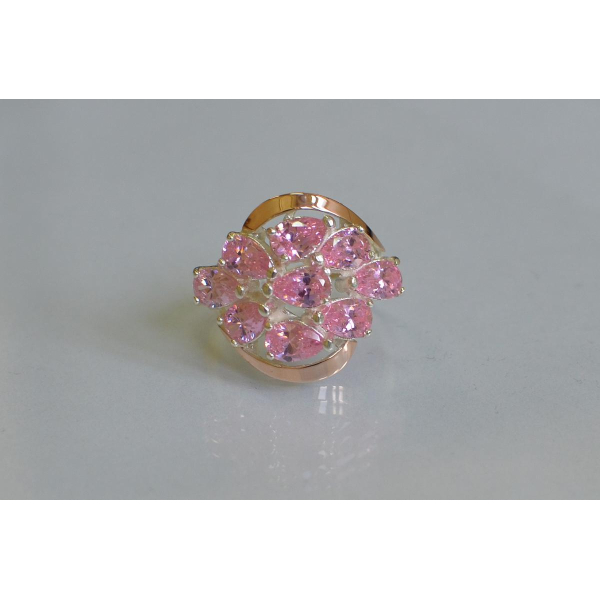 Кольцо серебряное с золотыми вставками (082к)