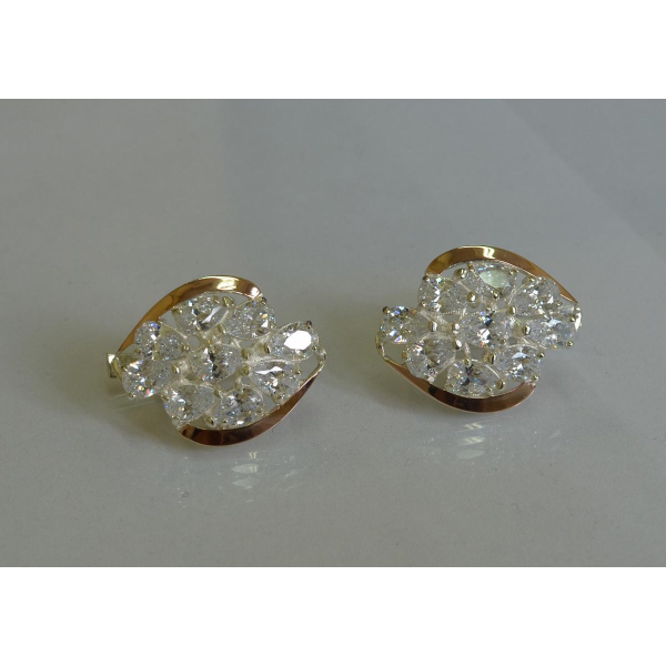 Серьги серебряные с золотыми вставками (082с)