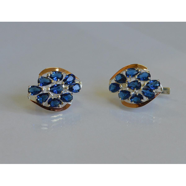 Серьги серебряные с золотыми вставками (082с)