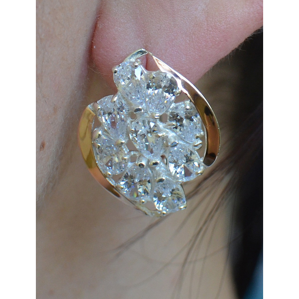 Серьги серебряные с золотыми вставками (082с)