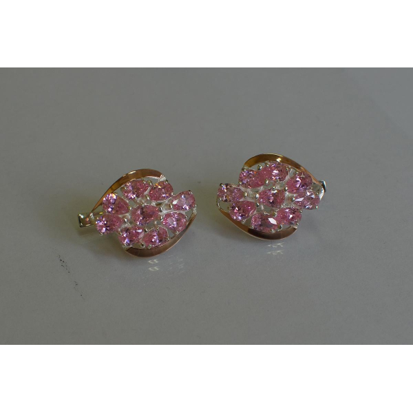 Серьги серебряные с золотыми вставками (082с)