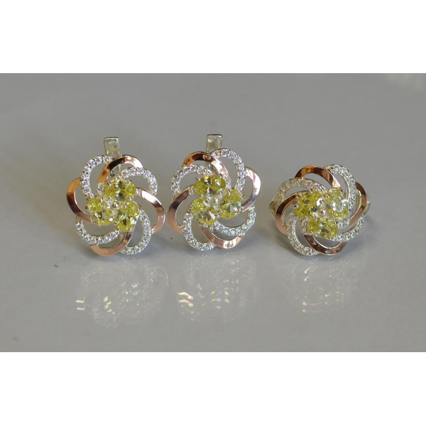 Набор серебряный с золотыми напайками (083)