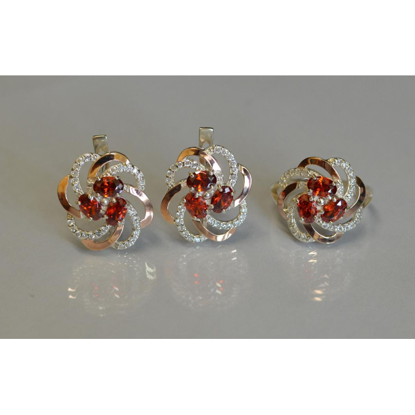 Набор серебряный с золотыми напайками (083)