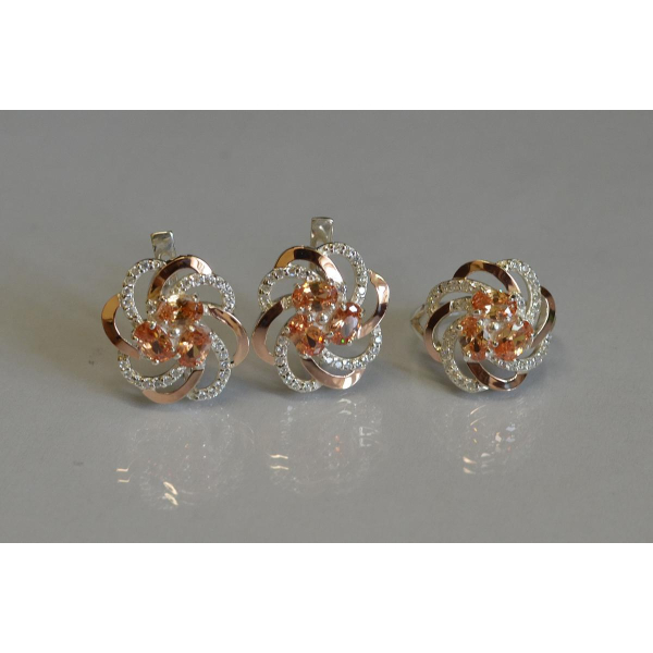 Набор серебряный с золотыми напайками (083)