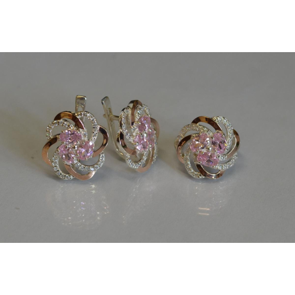 Набор серебряный с золотыми напайками (083)