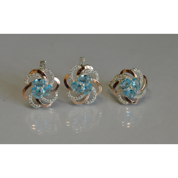 Набор серебряный с золотыми напайками (083)