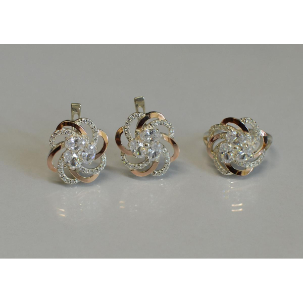 Набор серебряный с золотыми напайками (083)