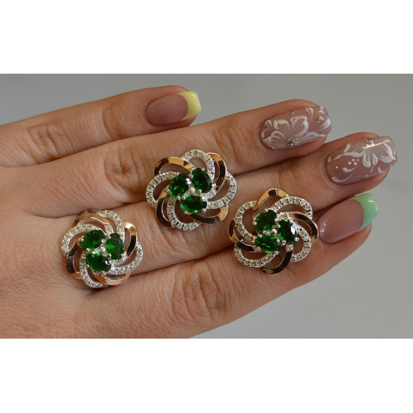 Набор серебряный с золотыми напайками (083)