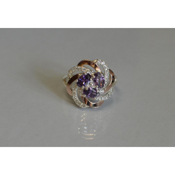 Кольцо из серебра с золотыми напайками (083к)