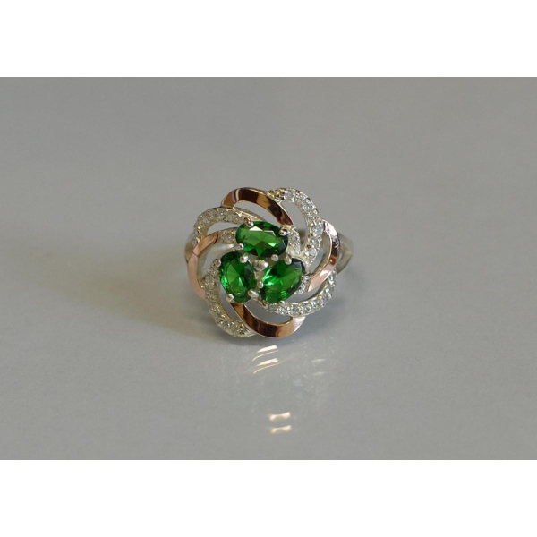 Кольцо из серебра с золотыми напайками (083к)