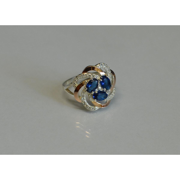 Кольцо из серебра с золотыми напайками (083к)