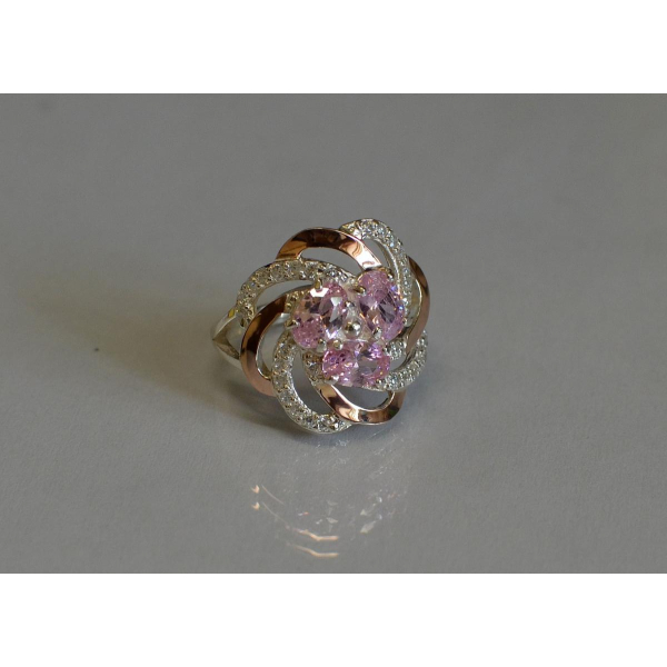 Кольцо из серебра с золотыми напайками (083к)