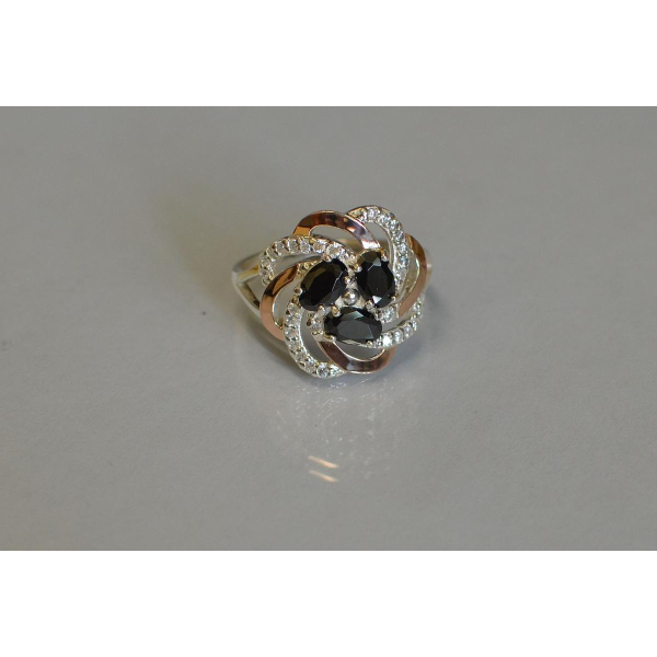 Кольцо из серебра с золотыми напайками (083к)