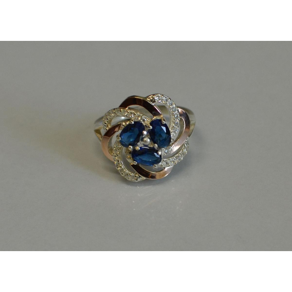 Кольцо из серебра с золотыми напайками (083к)