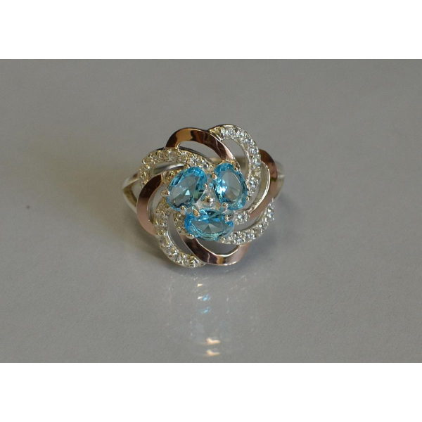 Кольцо из серебра с золотыми напайками (083к)