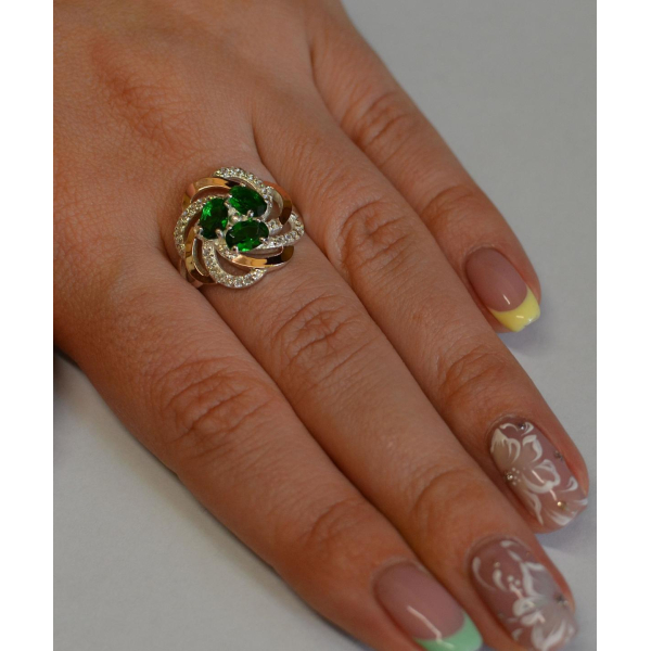 Кольцо из серебра с золотыми напайками (083к)