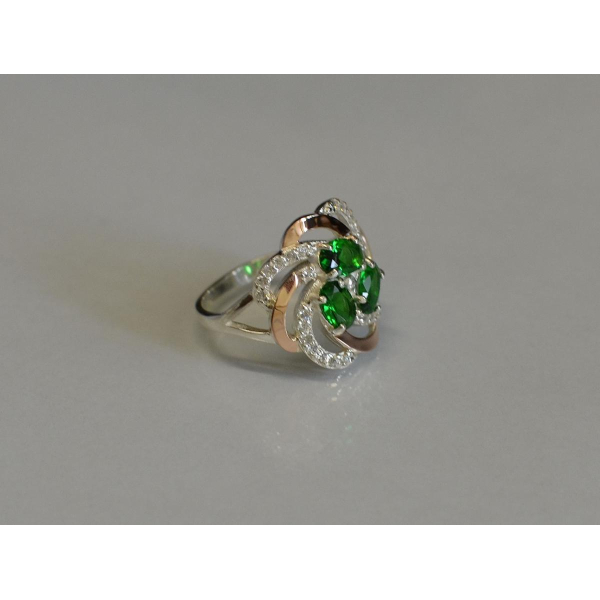 Кольцо из серебра с золотыми напайками (083к)