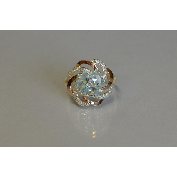 Кольцо из серебра с золотыми напайками (083к)