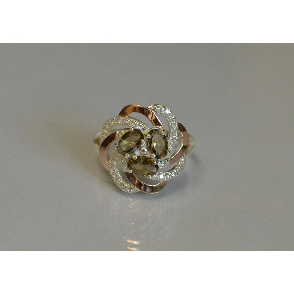 Кольцо из серебра с золотыми напайками (083к)