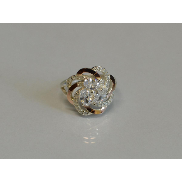 Кольцо из серебра с золотыми напайками (083к)