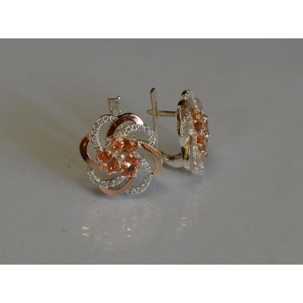 Серьги серебряные с золотыми напайками (083с)