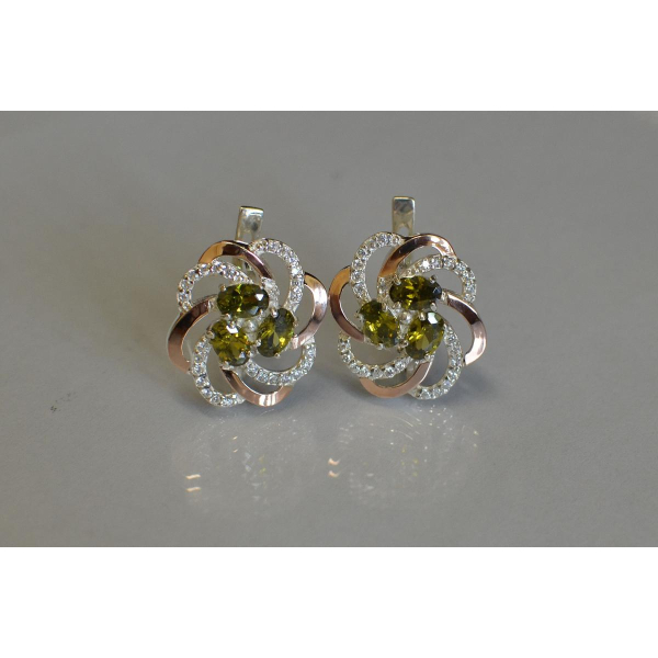 Серьги серебряные с золотыми напайками (083с)