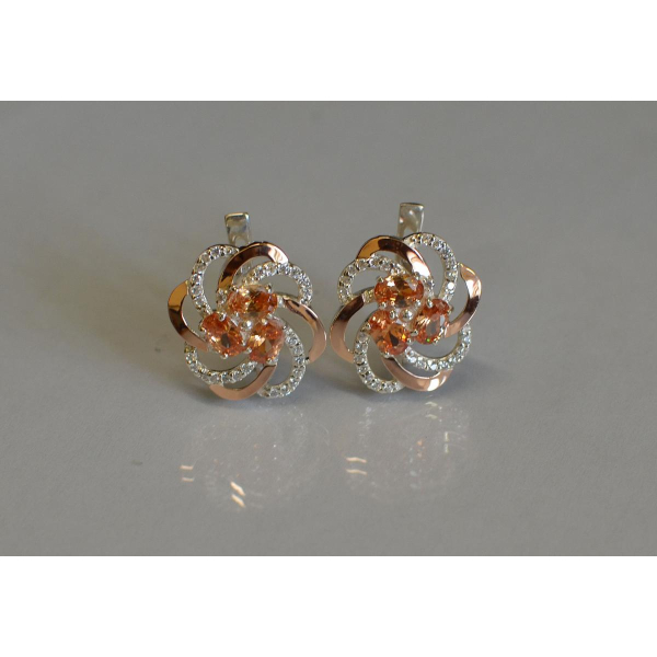 Серьги серебряные с золотыми напайками (083с)