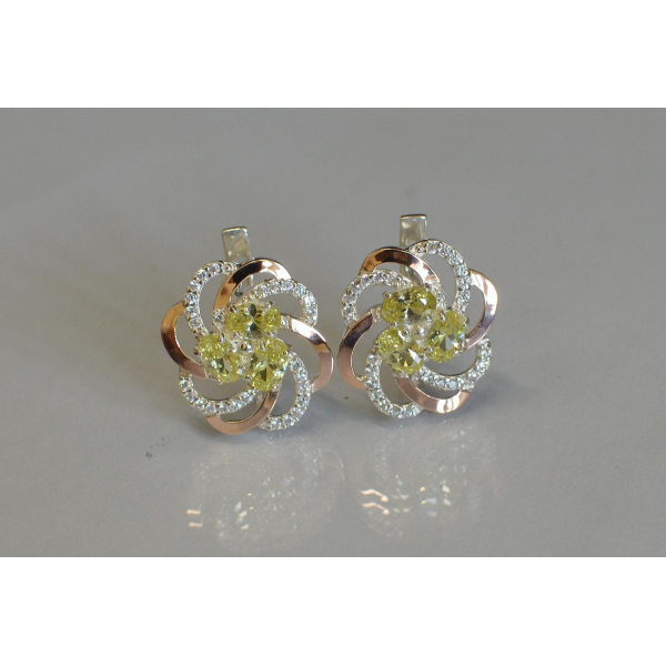 Серьги серебряные с золотыми напайками (083с)