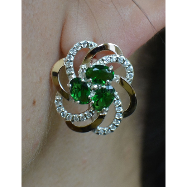 Серьги серебряные с золотыми напайками (083с)