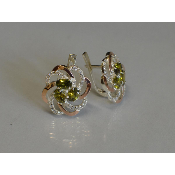 Серьги серебряные с золотыми напайками (083с)